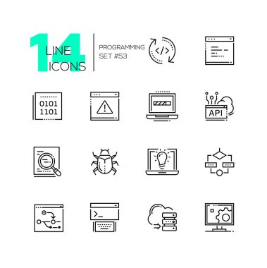 Programlama - çağdaş ince çizgi Tasarım Icons set