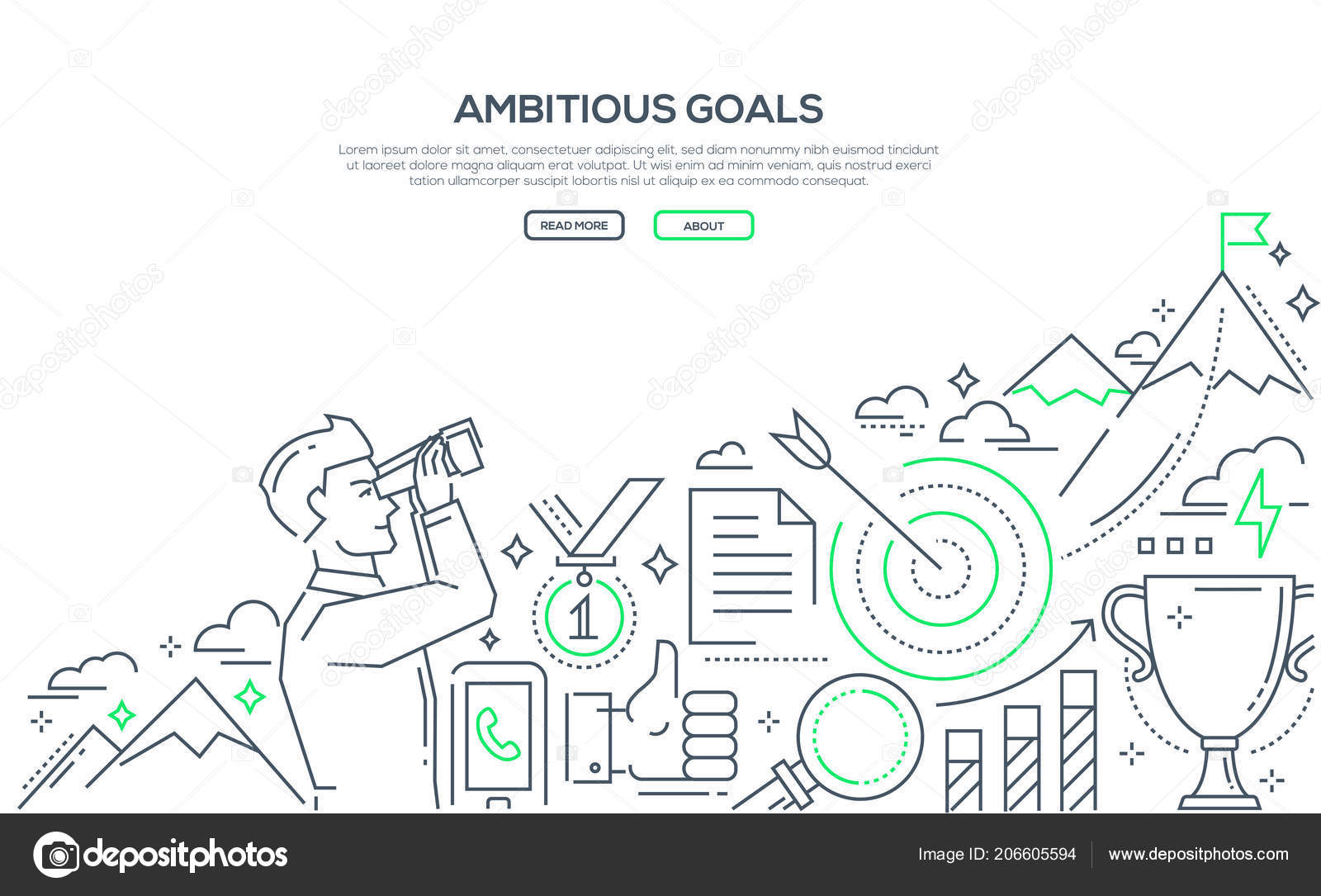Ambitious goals line design style illustration Stock Vector Image by