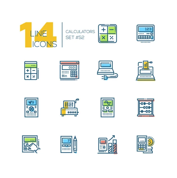 Calculators - modern line design icons set — Stock Vector