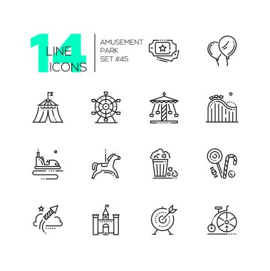 Eğlence Parkı - Ayarla satır tasarım tarzı simgeleri