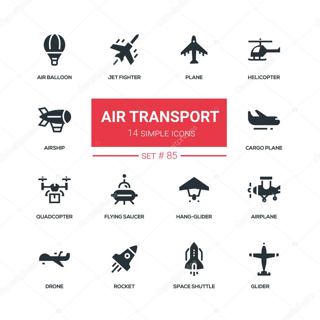 Air transport - flat design style icons set