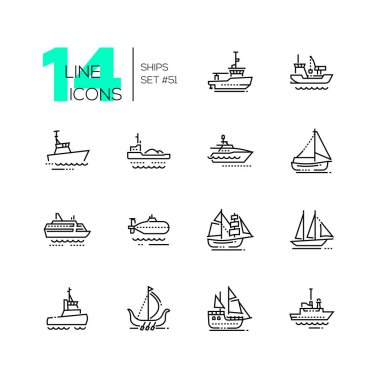 Su ulaştırma araçları - ince çizgi Tasarım Icons set