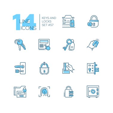 Anahtar ve kilit - çağdaş ince çizgi Tasarım Icons set