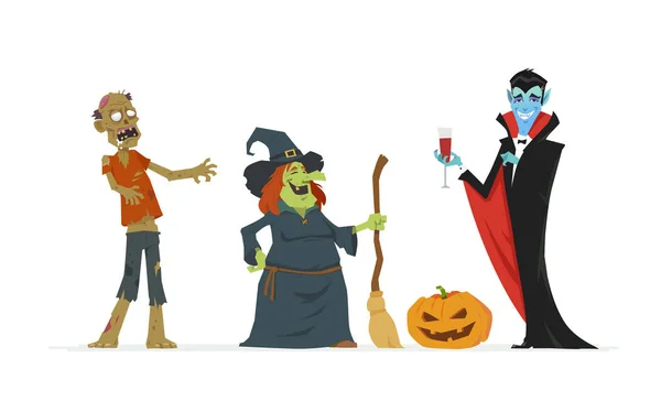 Персонажи Хэллоуина - современные векторные иллюстрации — стоковый вектор