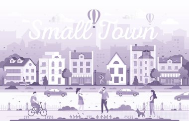 Yaz şehir - modern düz tasarım stil vektör çizim