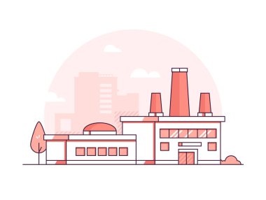 Fabrika - çağdaş ince çizgi stil vektör çizim tasarım