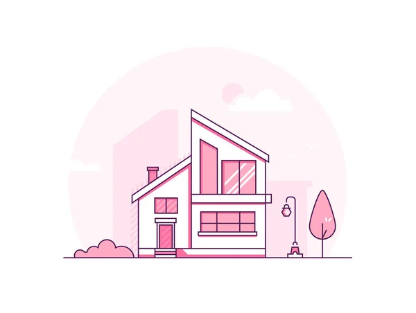 Cottage house - modern thin line design style vector illustration — Stock Vector