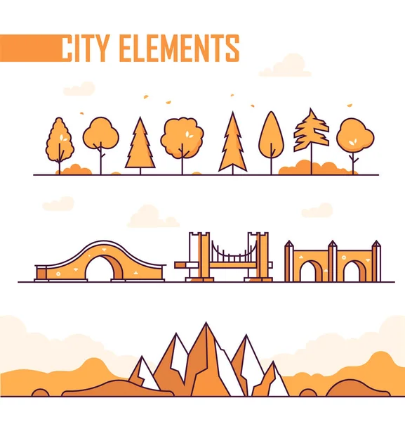 Conjunto de elementos da cidade - objetos isolados vetoriais modernos —  Vetores de Stock