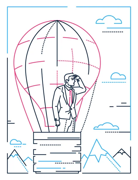 Homme d'affaires dans un ballon illustration de style de conception de ligne — Image vectorielle