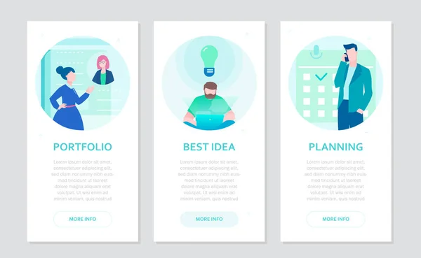 Negócios e finanças - conjunto de banners de estilo de design plano —  Vetores de Stock