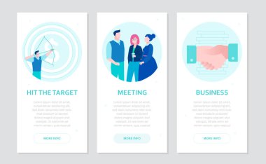 İş iletişimi - düz tasarım stili pankartlar ayarla