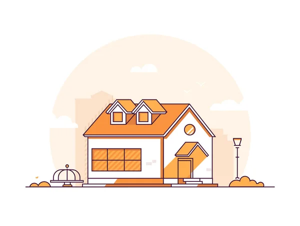 Cottage house - modern thin line design style vector illustration — Stock Vector
