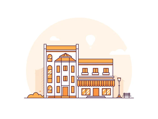 Edificios urbanos - ilustración vectorial de diseño de línea delgada moderna — Vector de stock