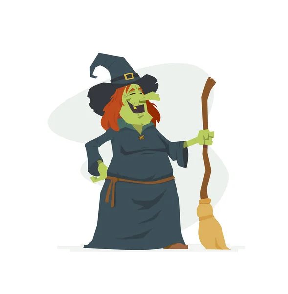 Witch - moderne stripfiguren mensen geïsoleerd illustratie — Stockvector