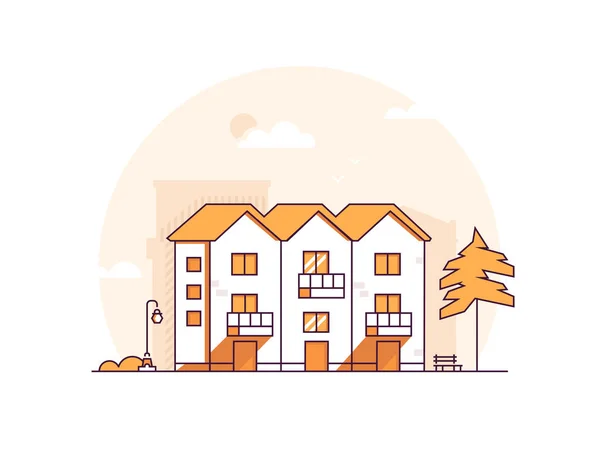 Apartment house - modern thin line design style vector illustration — Stock Vector