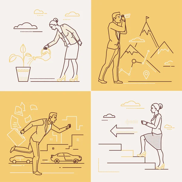 Concepts d'entreprise - ensemble d'illustrations de style design de ligne — Image vectorielle