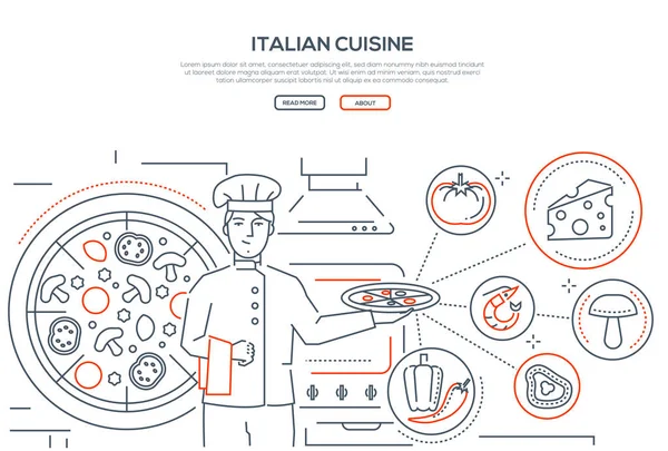 Итальянская кухня - баннер в стиле тонкой линии — стоковый вектор
