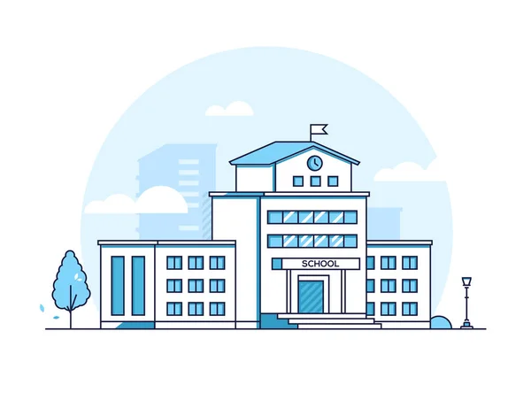 Edificio escolar - ilustración de estilo de diseño de línea moderna — Vector de stock