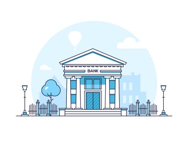 Banka - çağdaş ince çizgi stil vektör çizim tasarım