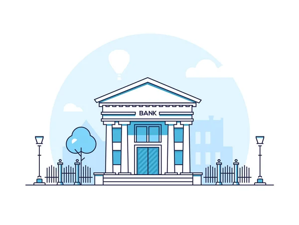 Bank - illustration vectorielle moderne de style de conception de ligne mince — Image vectorielle