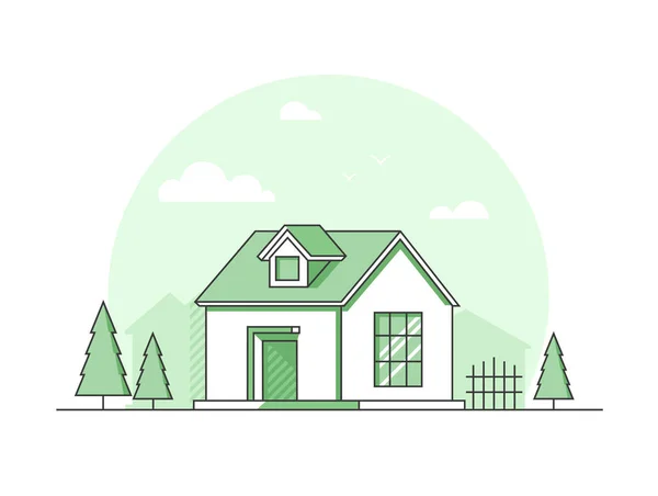 Farm house - modern thin line design style vector illustration — Stock Vector