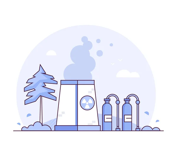 Central nuclear - ilustración vectorial de diseño de línea delgada — Vector de stock