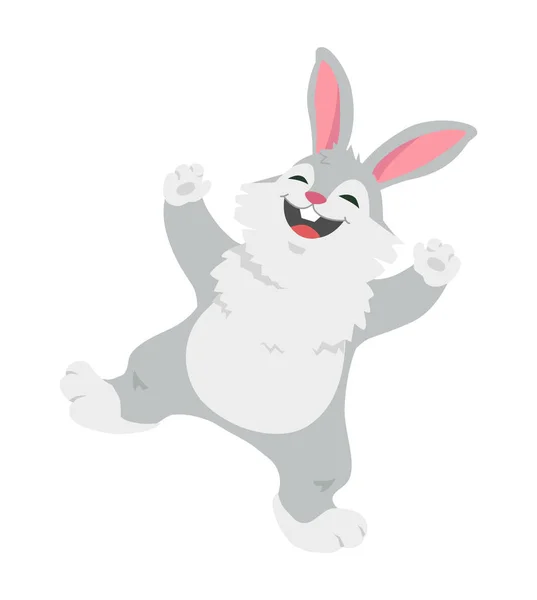 Cheerful rabbit - colorful cartoon character vector illustration — Stock Vector