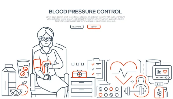 血圧コントロール - 近代的なライン デザイン スタイル バナー — ストックベクタ