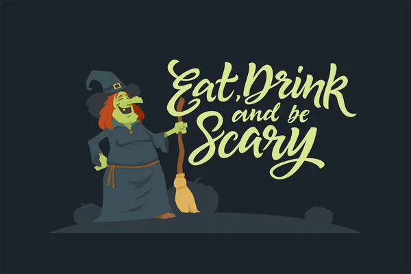 Manger, boire et être effrayant affiche vectorielle moderne — Image vectorielle