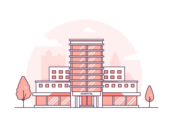 Krankenhausgebäude - moderne dünne Linie Design Stil Vektor Illustration — Stockvektor