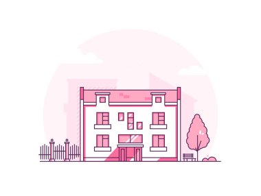 Şehir mimarisi - çağdaş ince çizgi tasarım stil vektör çizim