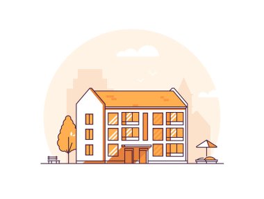 Daireli ev - çağdaş ince çizgi tasarım stil vektör çizim