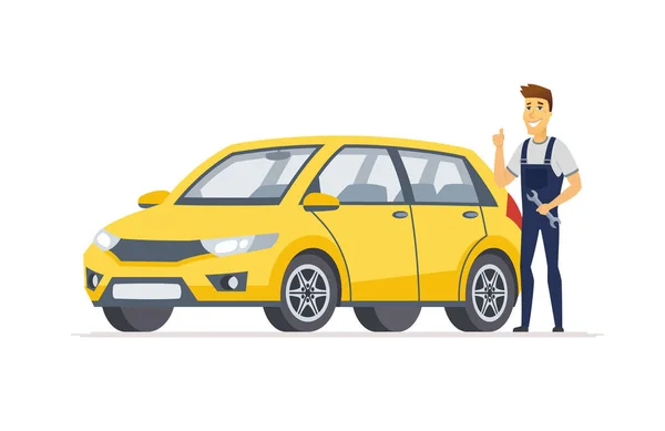 汽车服务-现代矢量卡通人物插画 — 图库矢量图片