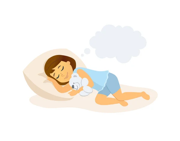 Sleeping girl - cartoon people character isolated illustration — Stock Vector