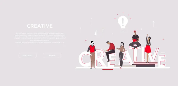 Grupo creativo - diseño plano estilo colorido banner — Archivo Imágenes Vectoriales