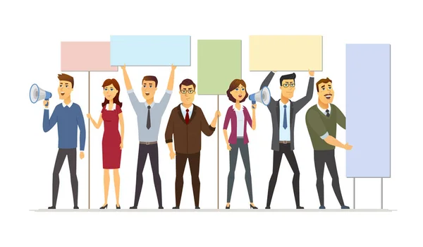 Business people on strike - modern cartoon people characters illustration