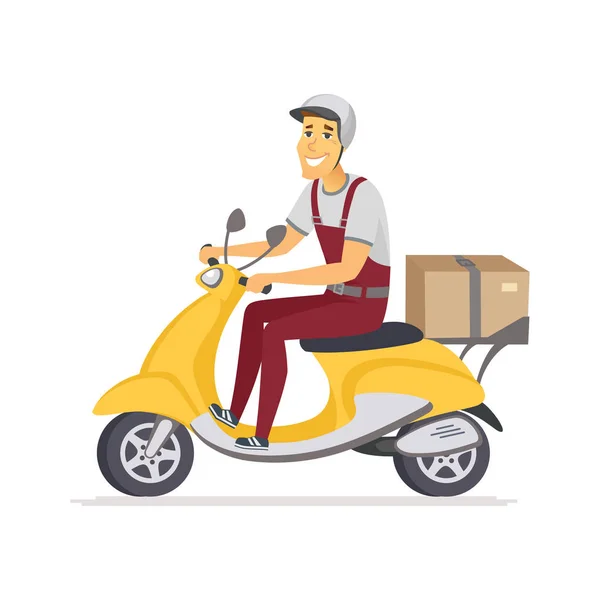 Delivery man - tokoh kartun mengisolasi ilustrasi - Stok Vektor