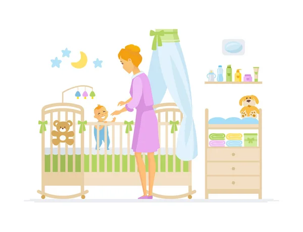 Mother with baby - cartoon people characters illustration