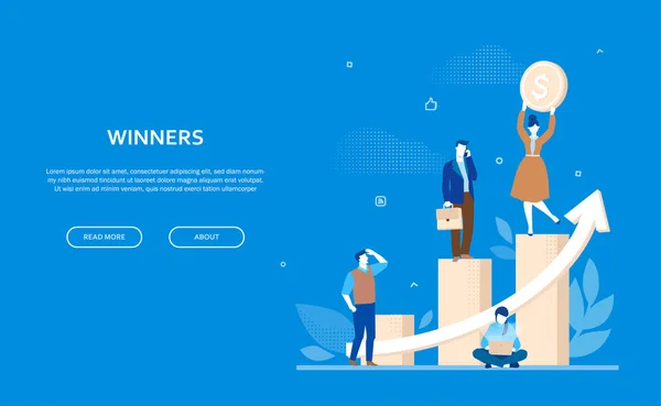 Concepto de ganadores - diseño plano estilo colorido banner — Vector de stock