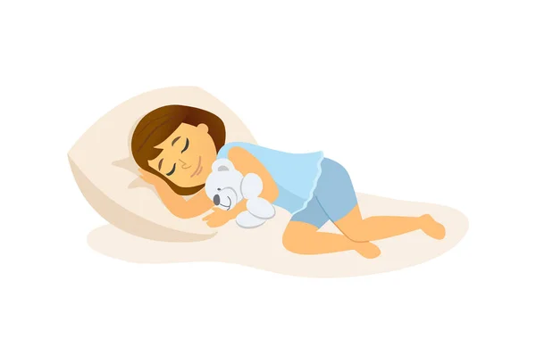 Sleeping girl - personnages de dessins animés illustration isolée — Image vectorielle