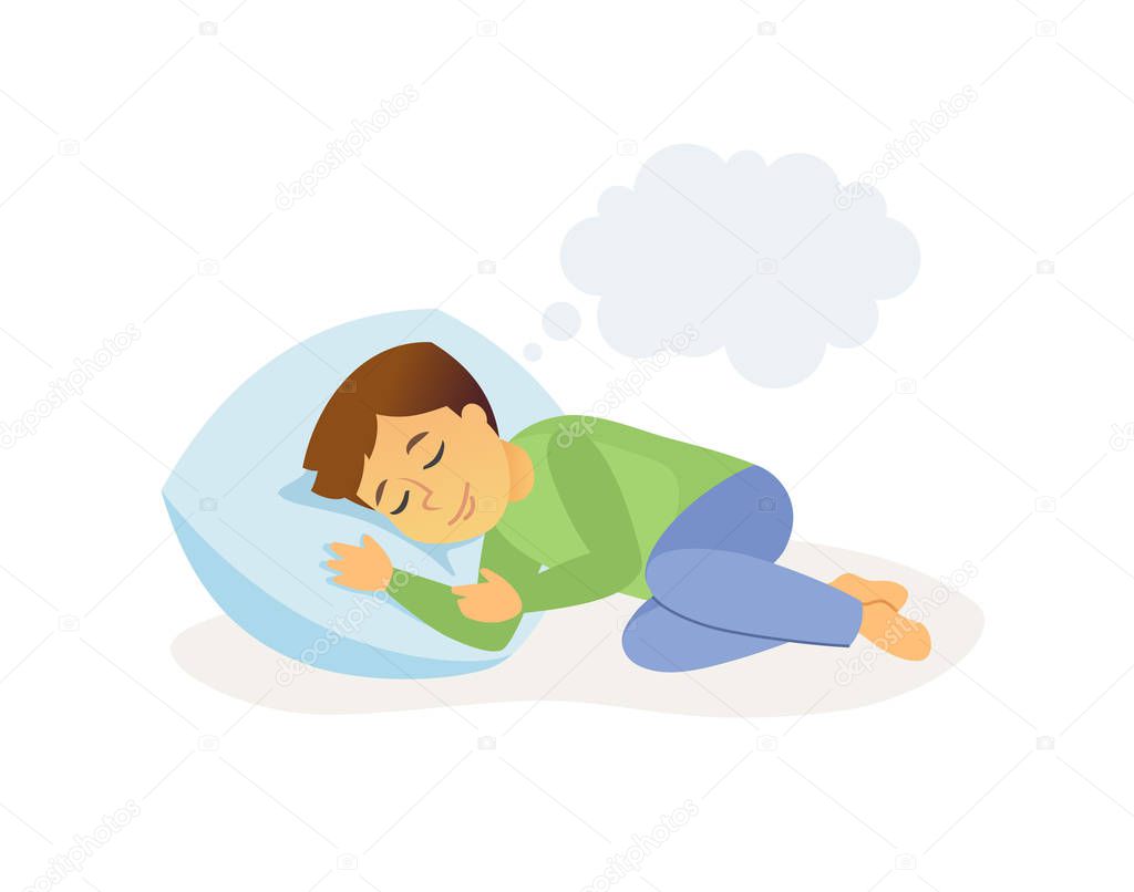 Sleeping boy - cartoon people character isolated illustration