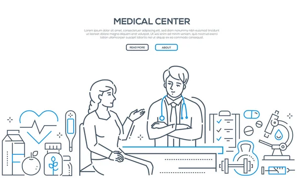 Tıp Merkezi - çağdaş çizgi tasarım stili afiş — Stok Vektör