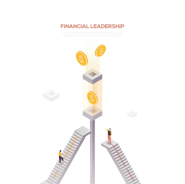 Leadership finanziaria - moderno banner web vettoriale isometrico — Vettoriale Stock