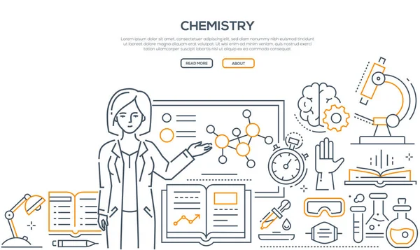 Chemii lekce - barevné linie design styl nápisu — Stockový vektor