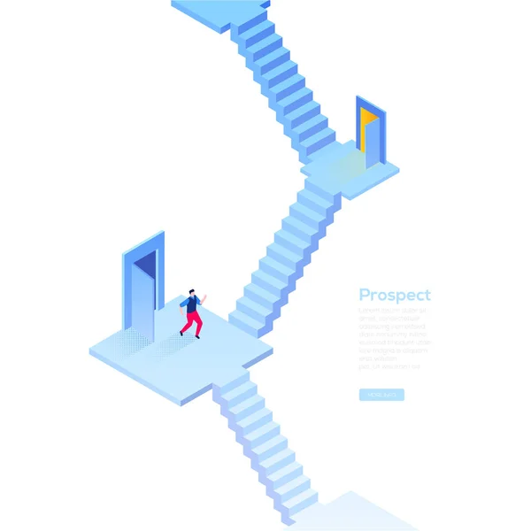 Perspectiva de afaceri - banner web vectorial izometric modern — Vector de stoc