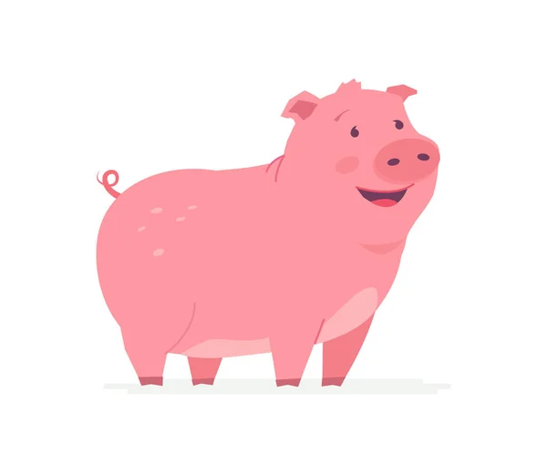 Glückliches Schwein - moderne Vektor-Zeichentrickfigur-Illustration — Stockvektor