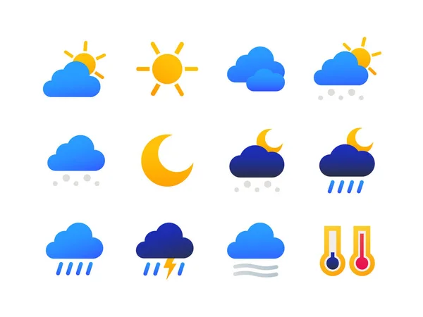 Símbolos de tipos de tempo - jogo de ícones de estilo de desenho chato — Vetor de Stock