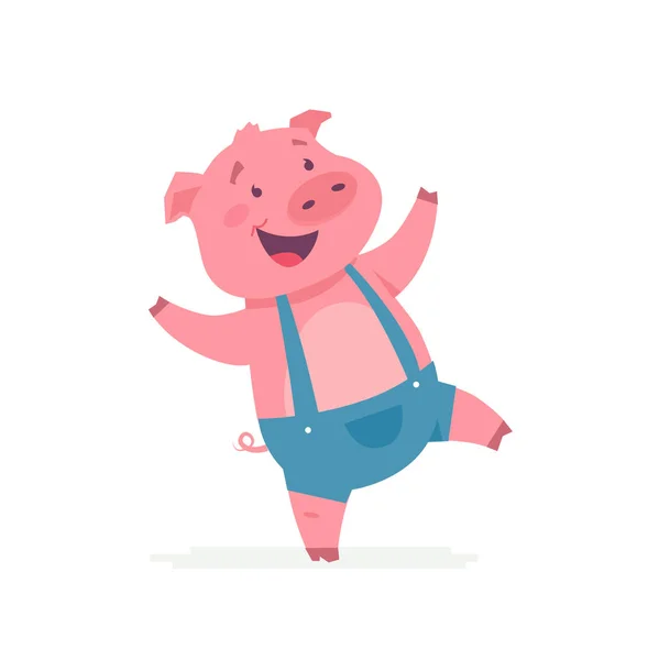 Ευτυχισμένος pig - σύγχρονη διανυσματικά Εικονογράφηση χαρακτήρων κινουμένων σχεδίων — Διανυσματικό Αρχείο