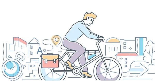 Ποδηλασία - πολύχρωμο γραμμή σχεδίασης στυλ εικονογράφηση φορέα — Διανυσματικό Αρχείο