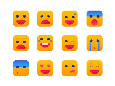 Duygular - düz tasarım tarzı simgeleri ayarla